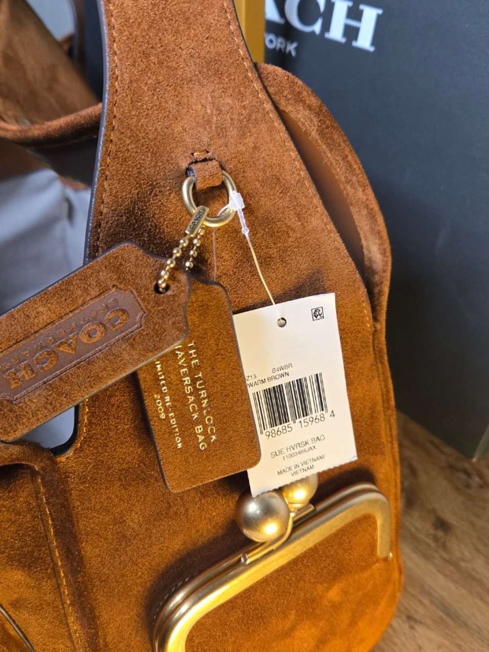 Coach Suede Haversack bag warm brown - Picture 6 of 12
